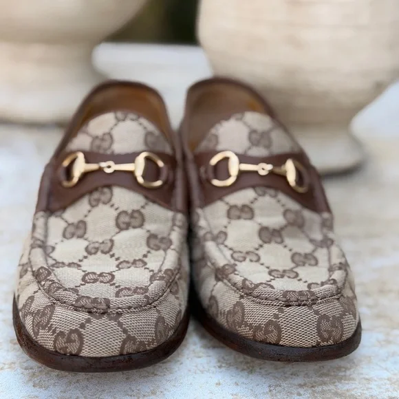 Gucci Jordaan Vintage Monogram Loafers 37.5 - Picture 3 of 6